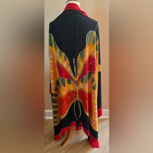 BALI MOON Sarong Swimsuit Cover Wrap Hand painted Butterfly 66x44” Beach Hawaii